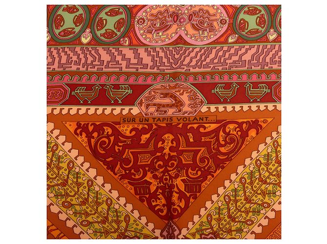 Foulard di seta Hermès Sur un Tapis Volant 90 Arancione - vista 3