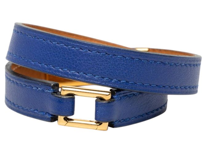 Bracciale Hermès Rivale Double Tour in Swift Blu - vista 3