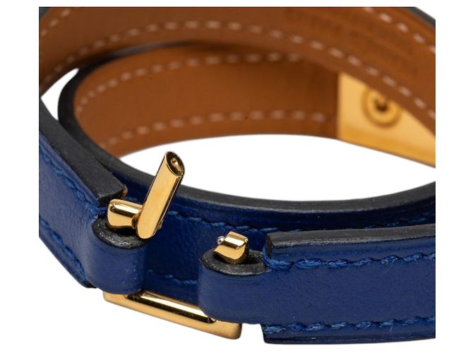 Bracciale Hermès Rivale Double Tour in Swift Blu - vista 4