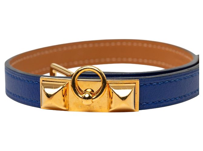 Bracciale Hermès Rivale Double Tour in Swift Blu - vista 8