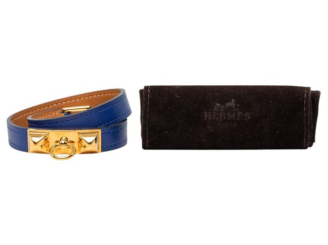 Bracciale Hermès Rivale Double Tour in Swift Blu - vista 9