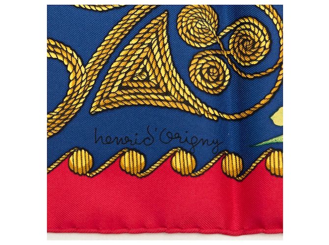 Foulard in seta Hermès Arabesques Blu 90 Scarves - vista 3