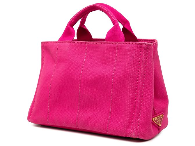 Borsa Tote Satchel Prada Small Canvas Canapa Logo Rosa - vista 2