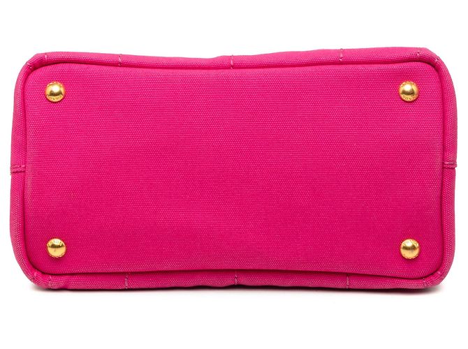 Borsa Tote Satchel Prada Small Canvas Canapa Logo Rosa - vista 3