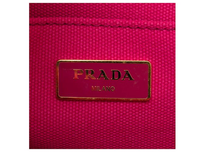 Borsa Tote Satchel Prada Small Canvas Canapa Logo Rosa - vista 5