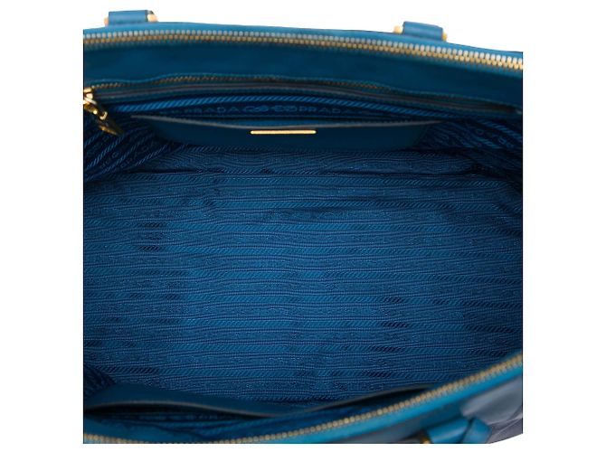 Borsa Prada Large Bicolor Saffiano Lux Galleria Double Zip Blu - vista 4