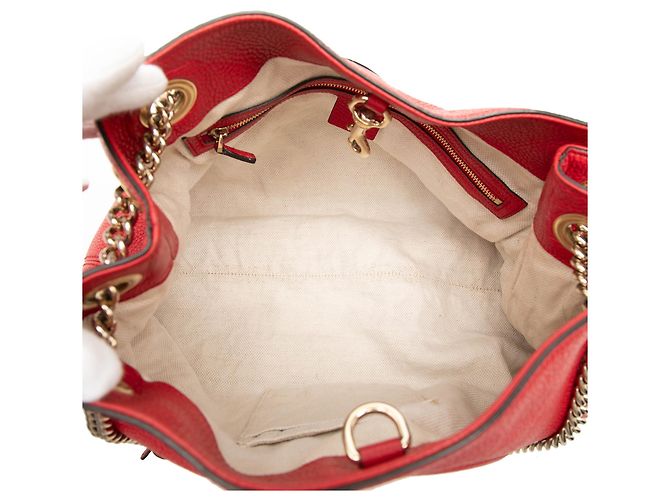 Borsa Tote Soho Chain Gucci Medium in pelle di vitello rossa Rosso - vista 4