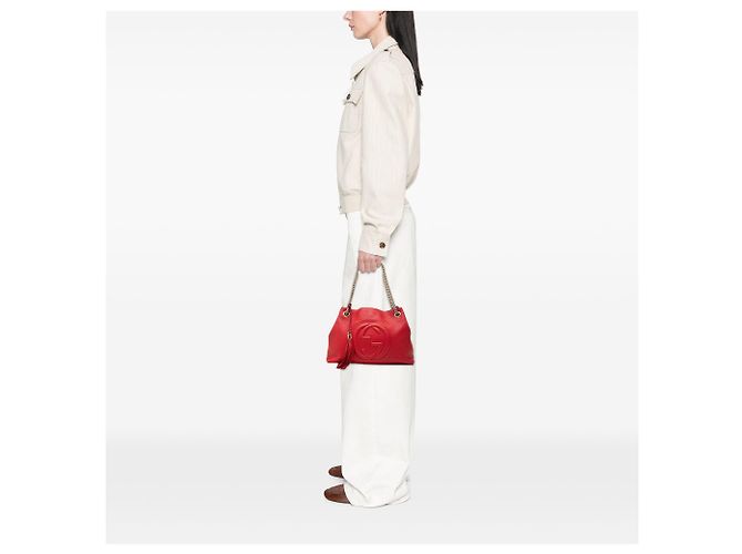 Borsa Tote Soho Chain Gucci Medium in pelle di vitello rossa Rosso - vista 6