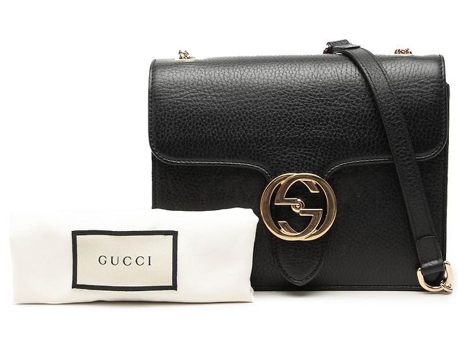 Borsa a tracolla Gucci Small Dollar Calfskin Interlocking G nera Nero - vista 7