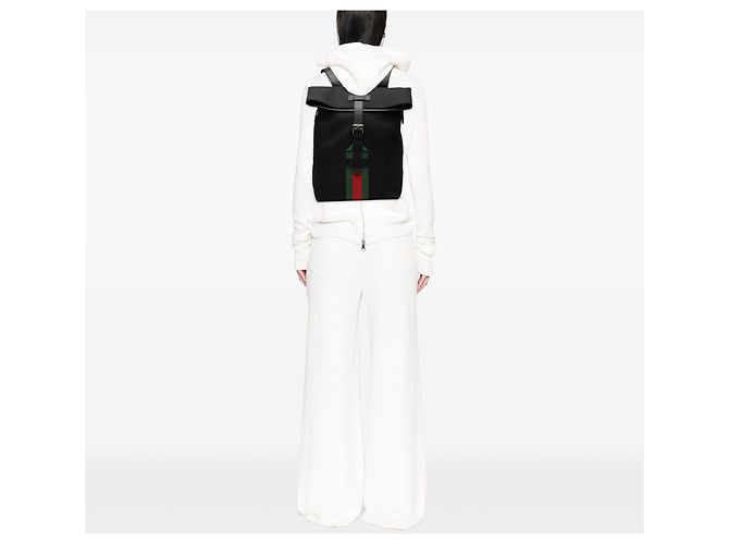 Black Gucci Canvas Techno Web Fold Over Backpack - view 10