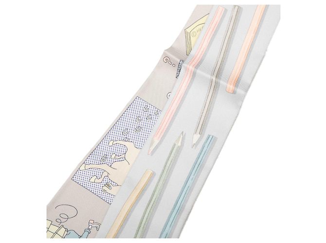 Twilly in seta Hermès A Vos Crayons Grigio - vista 2
