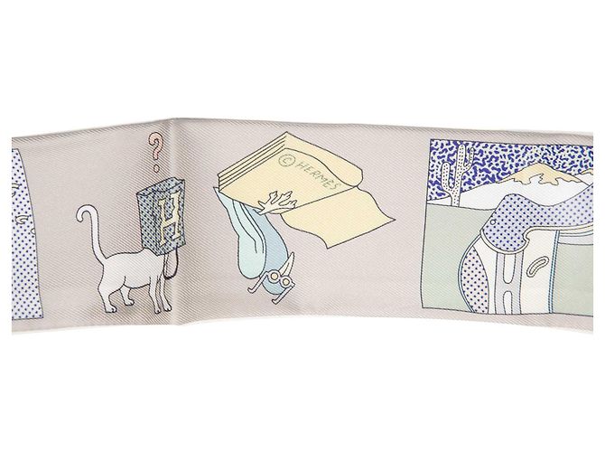 Twilly in seta Hermès A Vos Crayons Grigio - vista 4