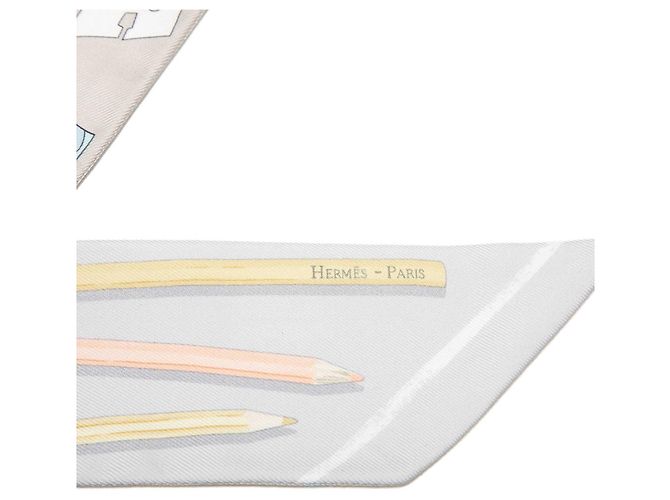 Twilly in seta Hermès A Vos Crayons Grigio - vista 5