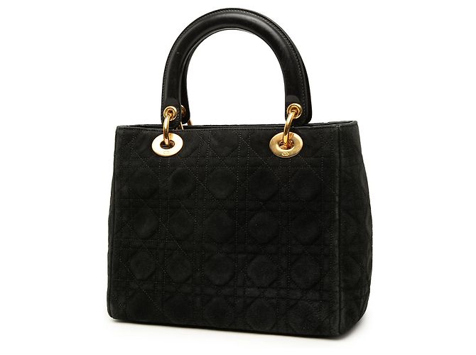 Borsa Lady Dior Medium in camoscio Cannage nera Nero - vista 2