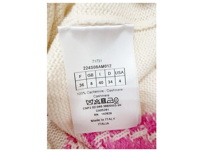 Dior Strickpullover aus Kaschmir Ecru Mehrfarben - Ansicht 4