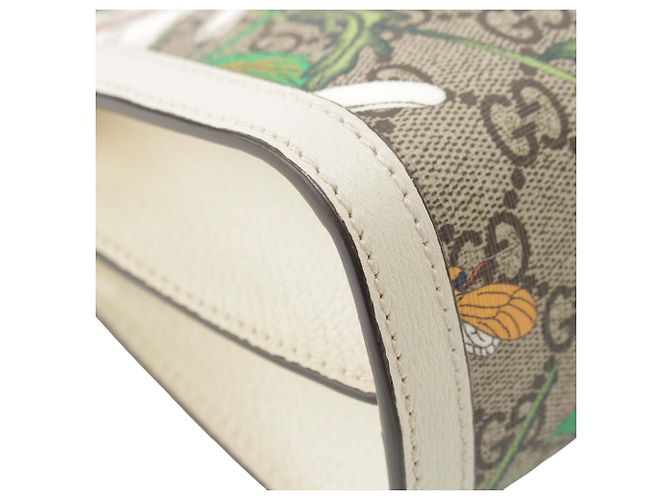 Borsa a Tracolla Gucci Small GG Supreme Flora Web Ophidia Chain Beige - vista 10