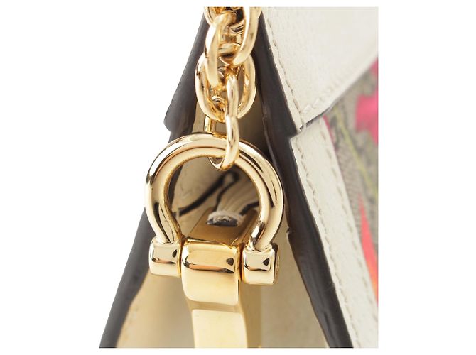 Borsa a Tracolla Gucci Small GG Supreme Flora Web Ophidia Chain Beige - vista 12