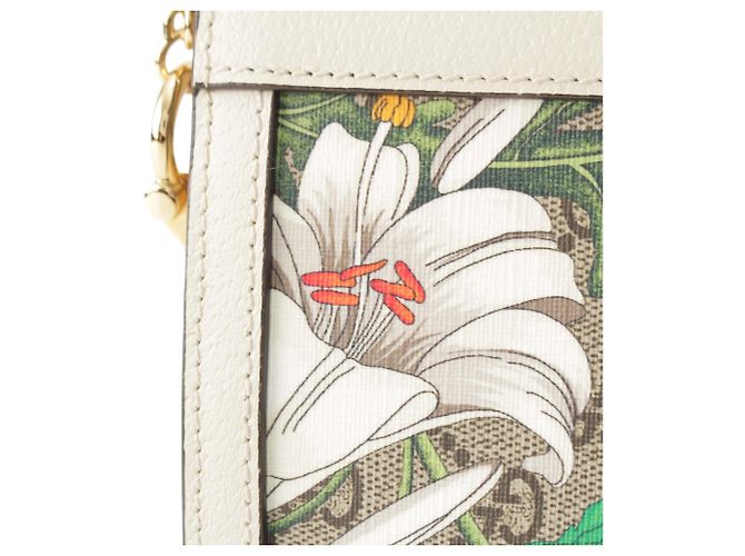 Borsa a Tracolla Gucci Small GG Supreme Flora Web Ophidia Chain Beige - vista 13