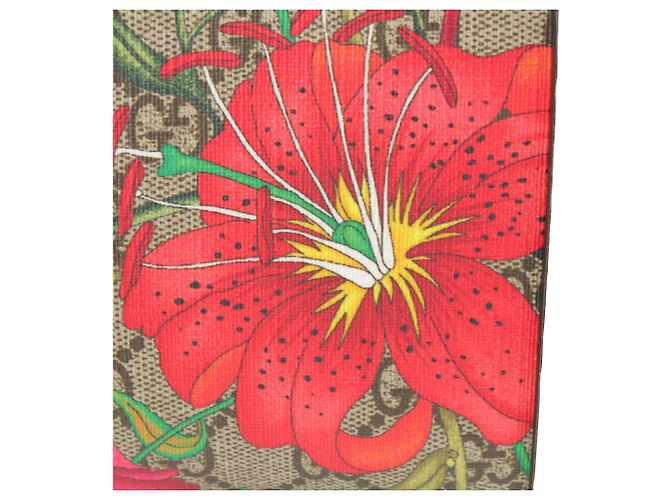 Borsa a Tracolla Gucci Small GG Supreme Flora Web Ophidia Chain Beige - vista 7