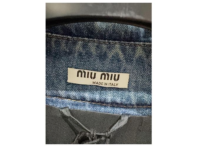 Miu Miu Jeansjacke Blau mit Kristallbesatz Mehrfarben - Ansicht 2