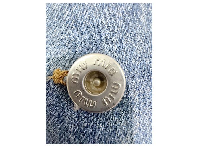 Miu Miu Jeansjacke Blau mit Kristallbesatz Mehrfarben - Ansicht 4