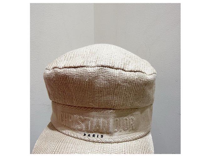Dior Newsboy Cap Camel Leinen Mehrfarben - Ansicht 2