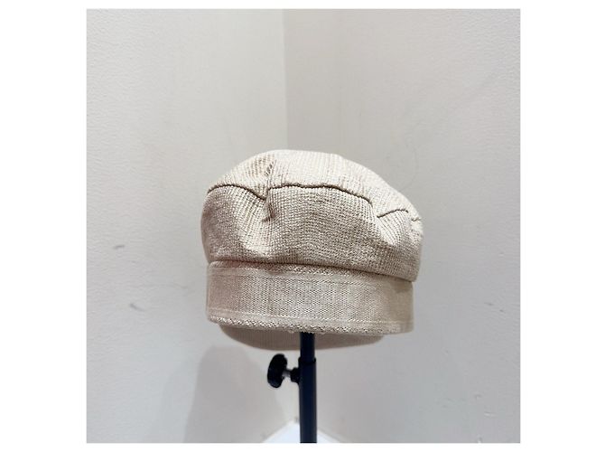 Dior Newsboy Cap Camel Leinen Mehrfarben - Ansicht 4