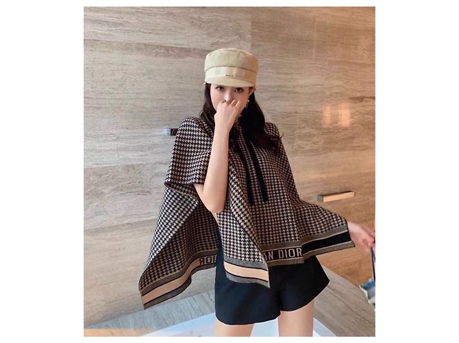 Dior Newsboy Cap Camel Leinen Mehrfarben - Ansicht 7