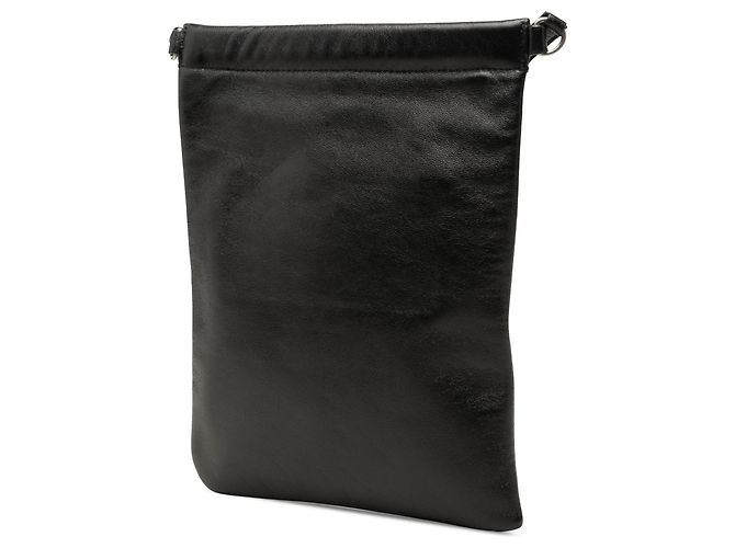 Borsa a tracolla piatta Sid Saint Laurent in pelle d'agnello invecchiata nera Nero - vista 2