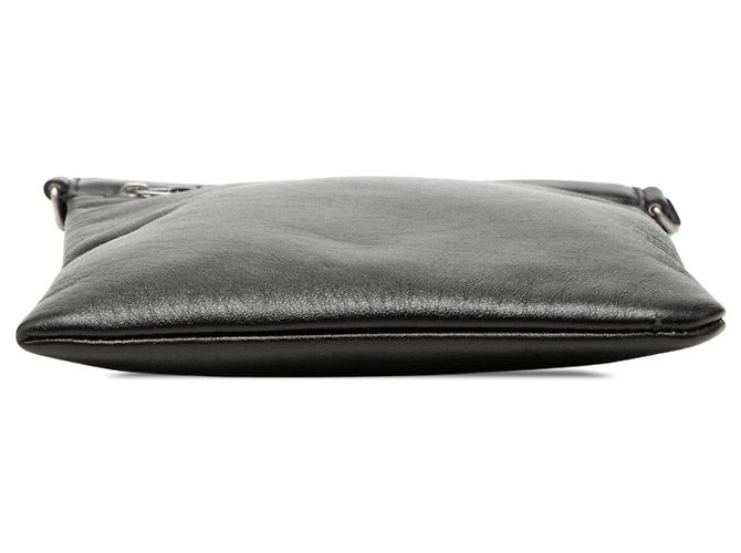 Borsa a tracolla piatta Sid Saint Laurent in pelle d'agnello invecchiata nera Nero - vista 3