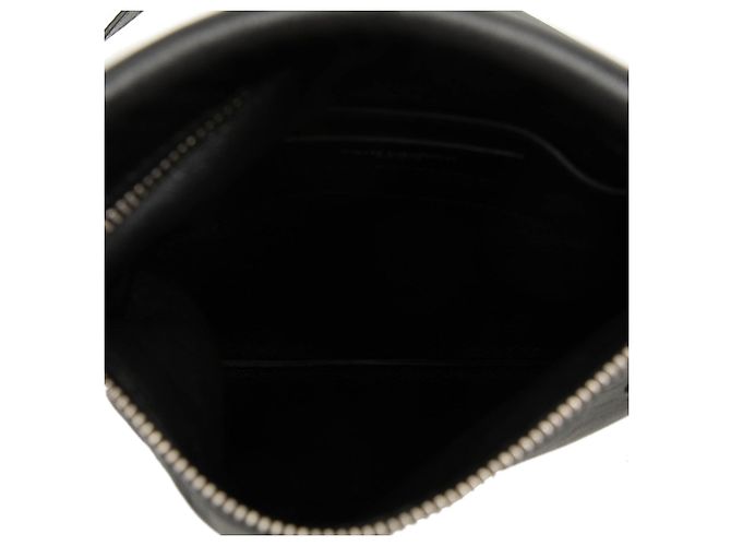 Borsa a tracolla piatta Sid Saint Laurent in pelle d'agnello invecchiata nera Nero - vista 4