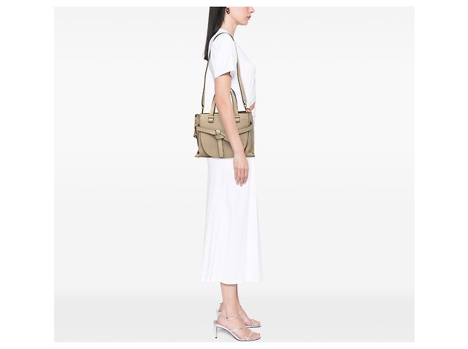 Borsa Gate Small in pelle beige LOEWE - vista 7