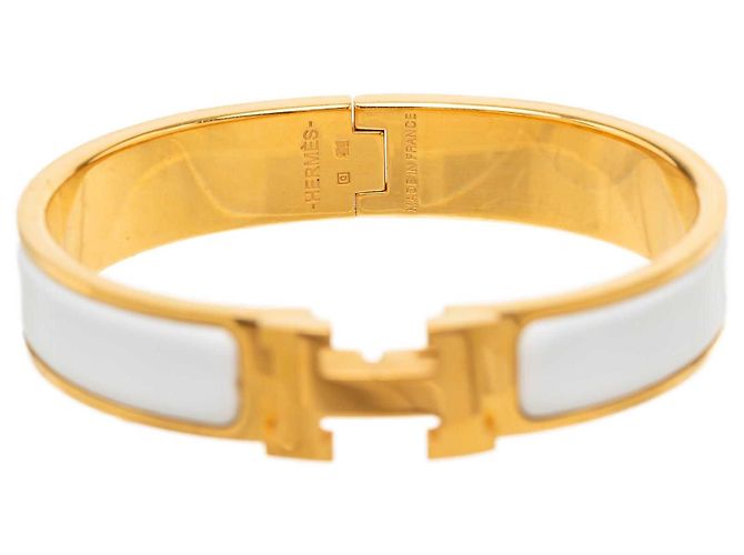 Bracciale Hermès Clic H Narrow in smalto dorato PM D'oro - vista 4