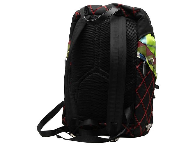 Double Prada Tessuto Patch Rucksack Grün - Ansicht 2