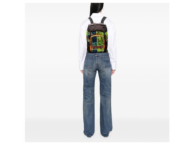 Double Prada Tessuto Patch Rucksack Grün - Ansicht 6