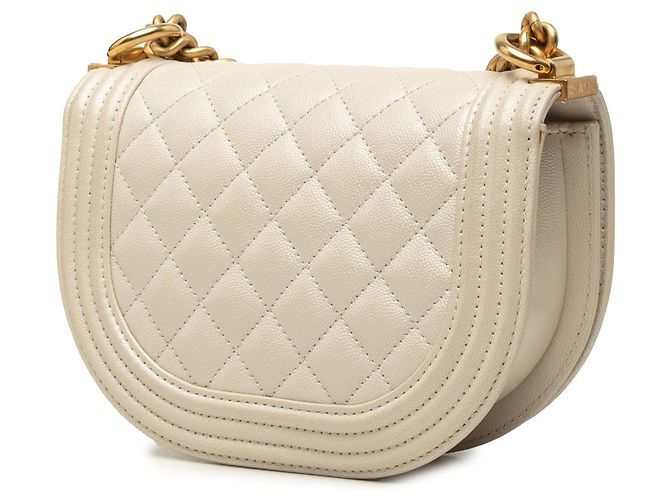 Borsa Messenger Boy Small Quilted Caviar Chanel Bianca Bianco - vista 2