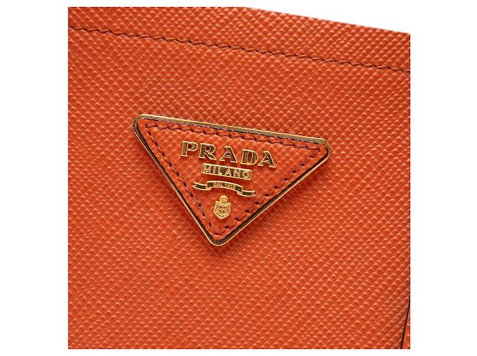 Prada Medium Saffiano Cuir Double Handle Satchel Orange - Ansicht 5