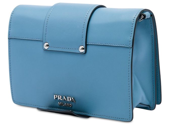 Borsa a tracolla Prada City Calf Plex Ribbon Blu - vista 2