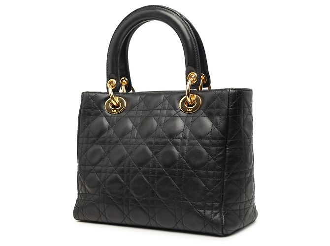 Borsa Lady Dior Medium in pelle d'agnello Cannage nera Nero - vista 2