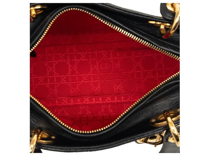 Borsa Lady Dior Medium in pelle d'agnello Cannage nera Nero - vista 4