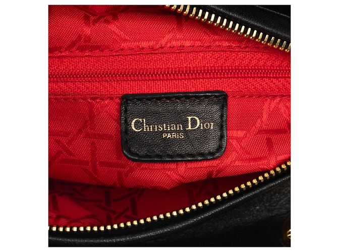 Borsa Lady Dior Medium in pelle d'agnello Cannage nera Nero - vista 5