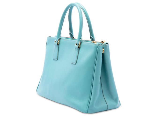 Borsa Blue Prada Medium Saffiano Lux Galleria Double Zip Satchel - vista 2