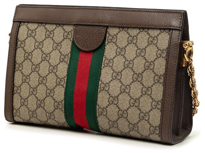 Borsa a Tracolla Gucci Small GG Supreme Web Ophidia Chain Beige - vista 2