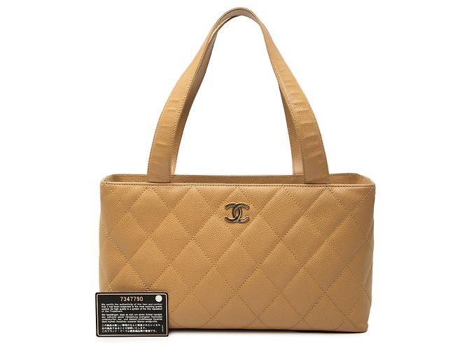 Tote Chanel CC Matelassé in Pelle Caviar Beige - vista 7