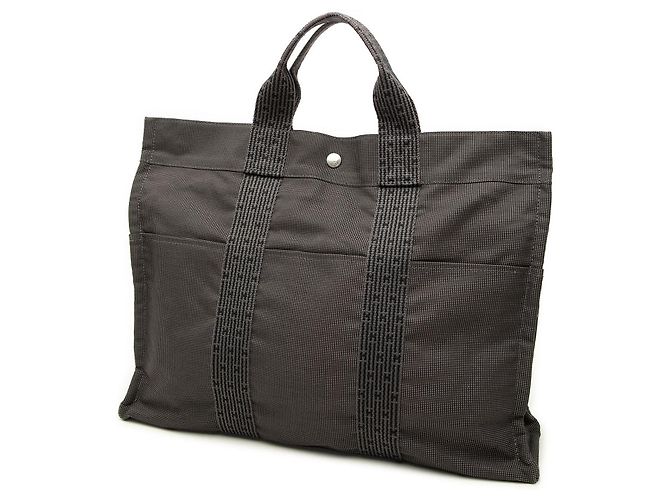 Hermès Herline MM Shopper aus Canvas Grau - Ansicht 2