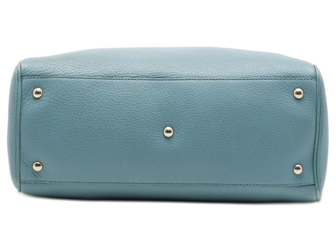 Bamboo Borsa Shopper Satchel Gucci Medium in vitello blu con bambù - vista 3