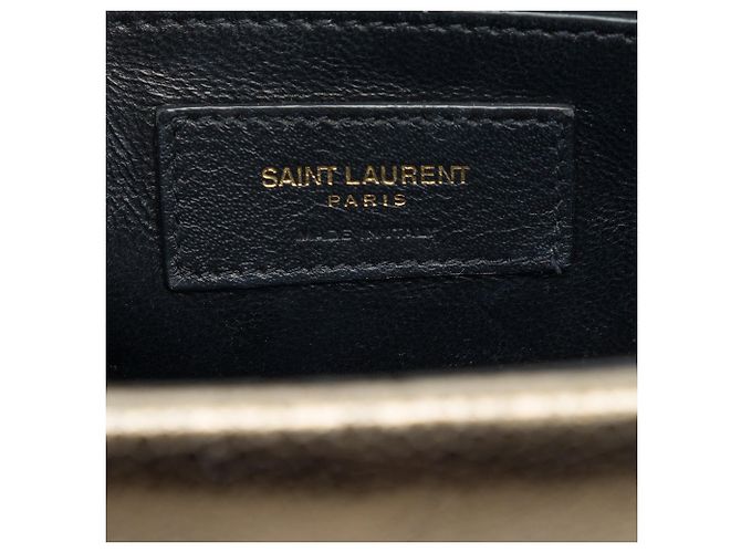 Borsa a tracolla Sulpice Medium in pelle metallizzata monogrammata marrone Saint Laurent - vista 5