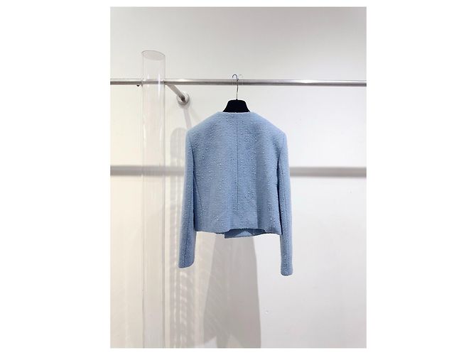 Céline Blue Tweed Double Breasted Jacket 40 Multiple colors - view 3