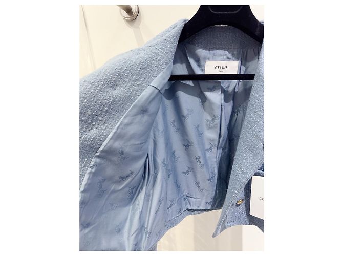 Céline Blue Tweed Double Breasted Jacket 40 Multiple colors - view 6