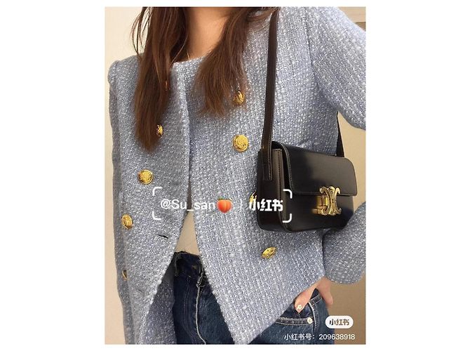 Céline Blue Tweed Double Breasted Jacket 40 Multiple colors - view 8